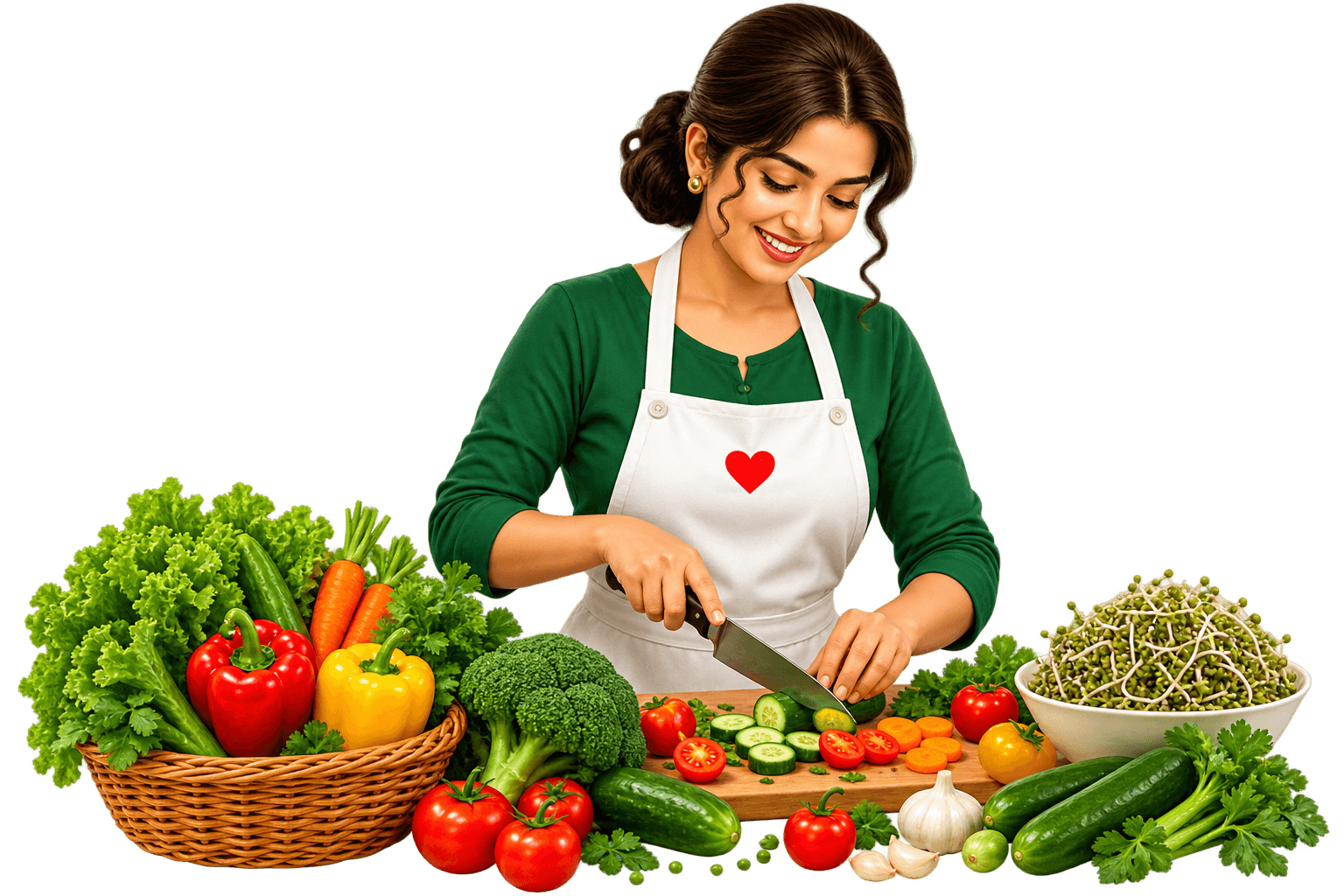 Mom preparing fresh vegetables in the kitchen