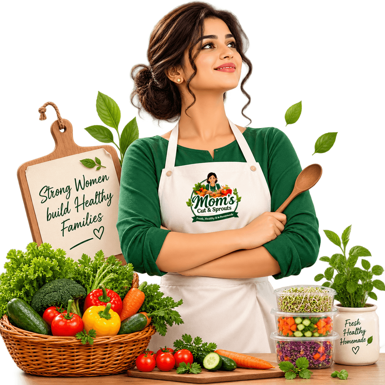 Mom preparing fresh greens for delivery
