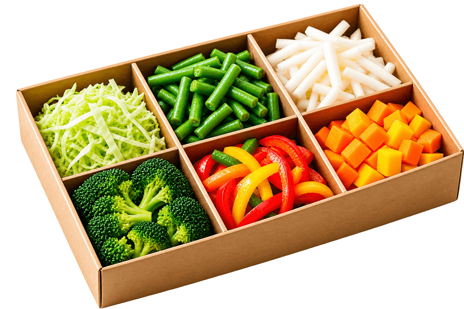 Compartment box of assorted fresh produce