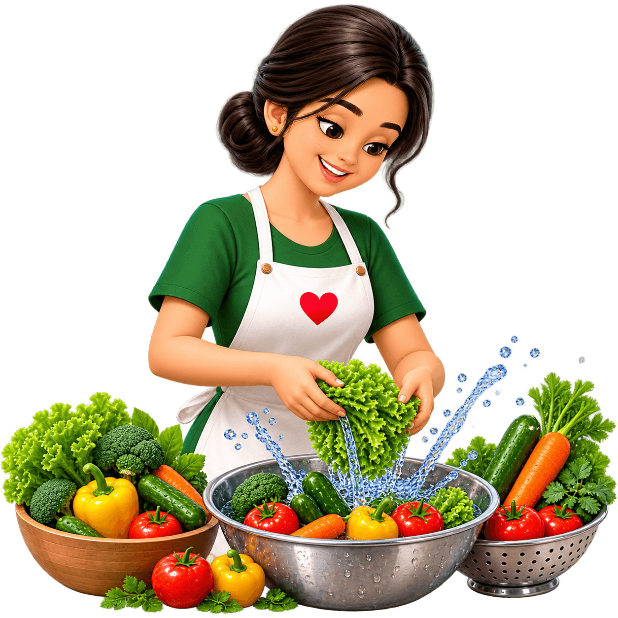 Washing and cutting greens